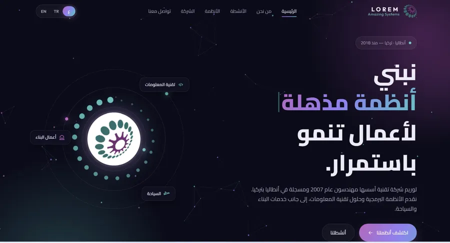 لقطة من موقع لوريم — أنظمة مذهلة